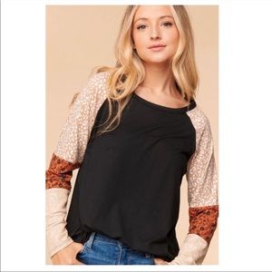 NWT mixed print long sleeve top